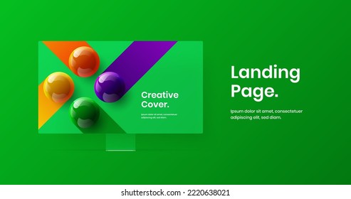 Colorful presentation design vector concept. Minimalistic computer monitor mockup website template.