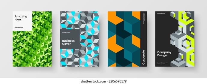 Colorida colección de plantillas vectoriales de diseño de presentación. Conjunto de conceptos de rótulos de azulejos geométricos aislados.