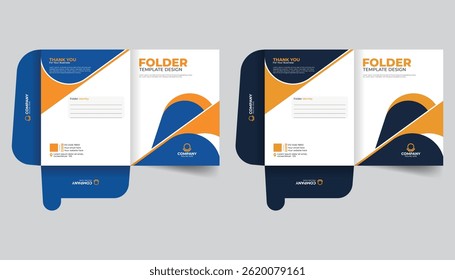 Colorful Presentation file folder design with business information on White Background
