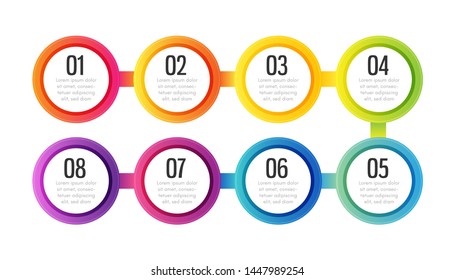 Colorful presentation template with circle steps elements. Timeline diagram.