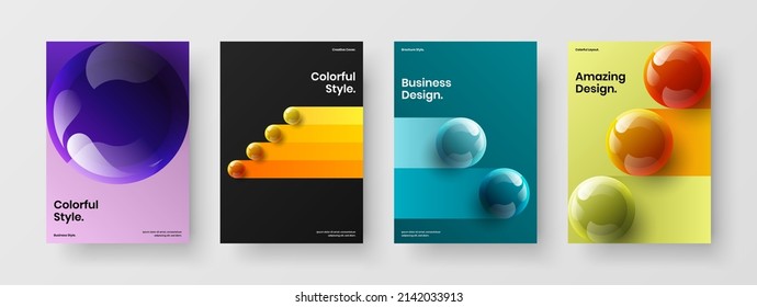 Farbige Darstellung Vektordesign Layout Zusammensetzung. Trendy realistische Sphären Broschüren Konzept Paket.