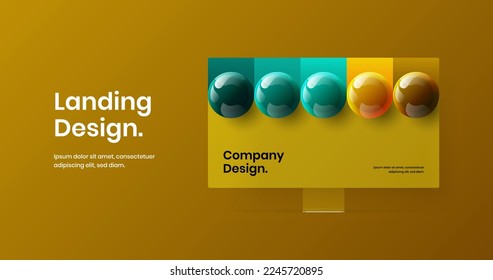 Colorful presentation vector design template. Original computer monitor mockup web project illustration.
