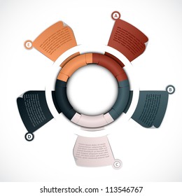 Colorful presentations with five text box, show colorful ribbon promotional products design, vector illustration