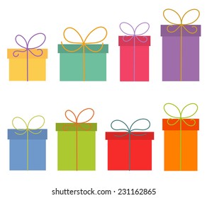 Colorful presents isolated on white background. Vector illustration