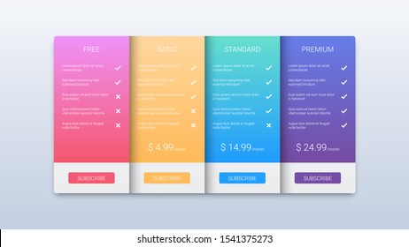 Colorful Price Table Business Template