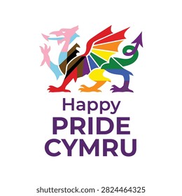 Colorful pride dragon celebrating equality and diversity in Wales for pride cymru event