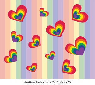 Colorful pride heart background, wallpaper, pattern inspiration from beautiful pride month.