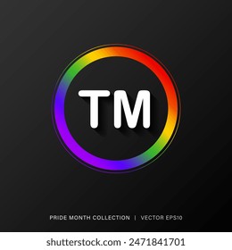 Colorful pride month rainbow circle design for logo or profile picture frame, vector illustration   