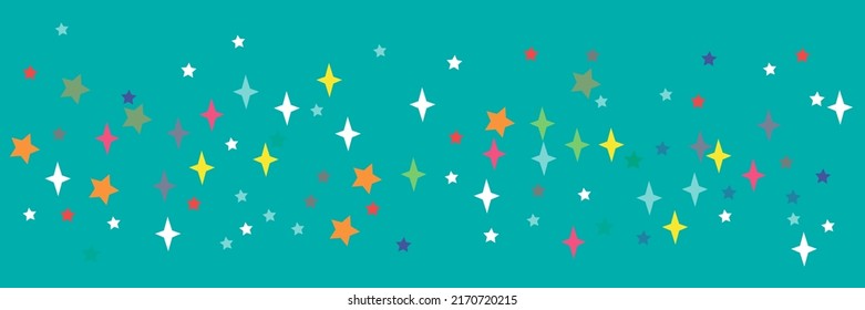 Colorful Print Blue Lavender White Stars Bright Illustration. Sea Red Pastel Orange Violet Azure Multicolor Vibrant Sky Wallpaper. Pink Green Turquoise Vivid Yellow Chaotic Indigo Stars Ornament.