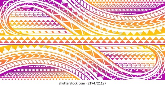 Colorful print design with Polynesian ethnic style ornaments