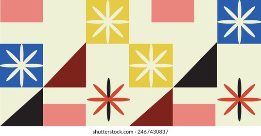 Colorful print pattern composed with geometric shapes. vector illustration.