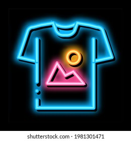 colorful print t-shirt neon light sign vector. Glowing bright icon colorful print t-shirt sign. transparent symbol illustration