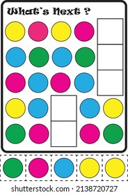 Colorful Printable "Color Pattern" Worksheet for Toddler or Preschool to Learn Pre-Math about ABAB Pattern with cut and paste for fine motor exercise