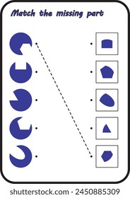 Colorful Printable "Matching shape 7" Worksheet for Kid or Preschool to Learn Thinking Skill, Logical Think, Pre-math about Shape Recognition and Geometry with fine motor skill writing line