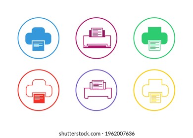 Colorido Icono de impresora Set Diseño elegante