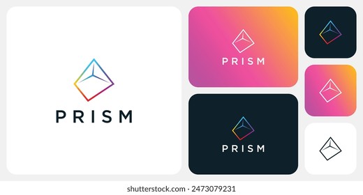 Bunte Prismenumriss-Vektorgrafik-Logo-Design mit modernem, schlichtem, sauberem und abstraktem Stil.