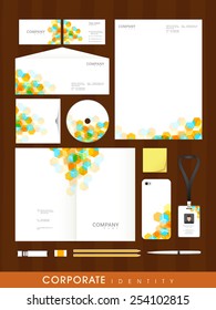 Colorful professional corporate identity set with abstract design for your business includes CD Cover, Business Card, Envelope, ID Card, Smartphone and Letterhead.