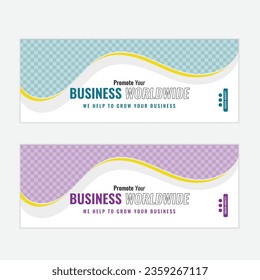 Colorful And Professional Facebook Cover Template Vector Design With Minimal Layout. Aesthetic Concept With Curve Shape. Creative Corporate Facebook Cover For All Business With Unique Vector Design.