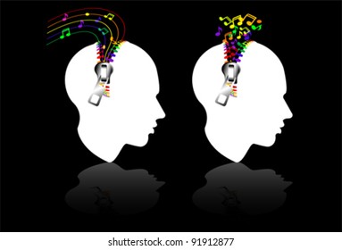 colorful profile head with note, vector