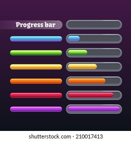 Colorful progress bar set, vector illustration