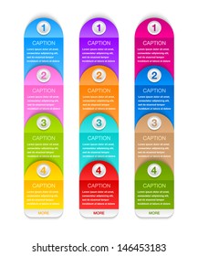 Colorful progress steps design elements for tutorials isolated on white background