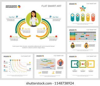 Colorful project or marketing concept infographic charts set. Business design elements for presentation slide templates. Can be used for annual report, advertising, flyer layout and banner design.