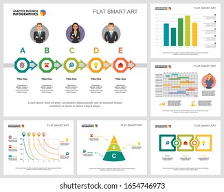 Colorful project or marketing concept infographic charts set. Business design elements for presentation slide templates. Can be used for annual report, advertising, flyer layout and banner design.