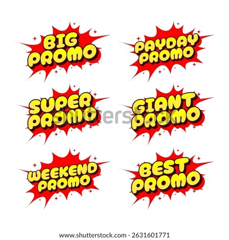 Colorful promo text set for banners, posters, and sale campaigns