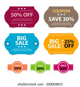 Colorful Promotions Vector, Coupon Big Sale 50, 30,and 25 Percent Off Template.