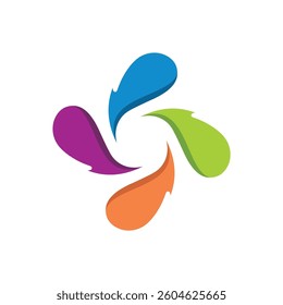 Colorful Propeller Flower Vector Logo Template