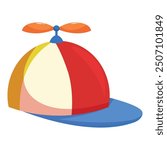 Colorful propeller hat spinning, perfect for adding a touch of whimsy and fun to designs