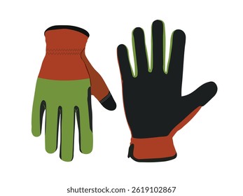Bunte Schutzhandschuhe mit grünem, schwarzem und orangefarbenem Design für den industriellen Sicherheitseinsatz