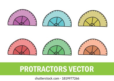 Colorful protractors vector for designer.