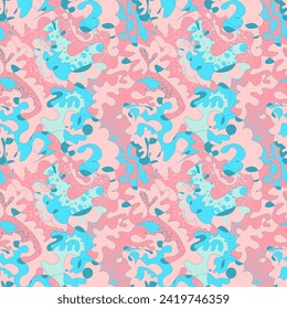 Colorful psychedelic abstract camouflage seamless pattern