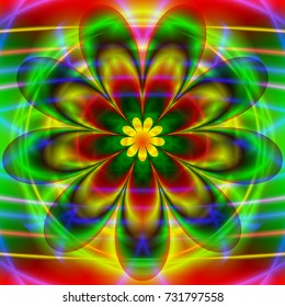 colorful psychedelic background with blurry flower in the middle. vector illustration