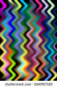 Colorful psychedelic blurry background with vertical waves in vivid colors, multicolored high contrasting vector abstract background