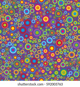 Colorful psychedelic circles on a violet background.
Vector seamless pattern.