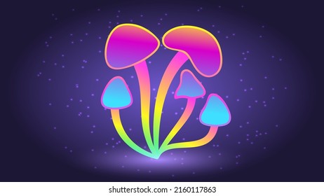 Colorful psychedelic effect abstract mushrooms