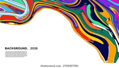 Banner colorido do vetor do fluido psicodélico - Fundo colorido abstrato do trippy 2026