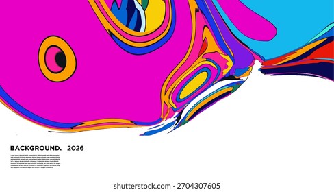 Banner colorido do vetor do fluido psicodélico - Fundo colorido abstrato do trippy 2026
