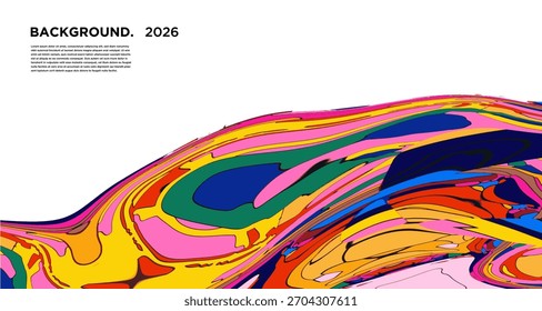 Farbenfrohe psychedelische Flüssigkeit Vektor Banner - Trippy abstrakter bunter Hintergrund 2026