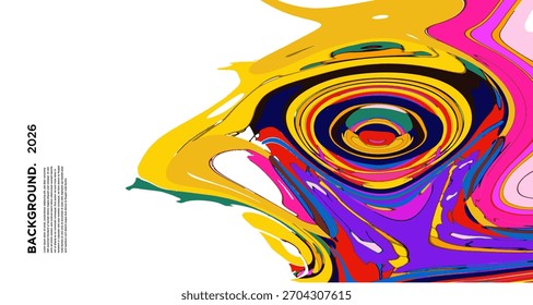 Farbenfrohe psychedelische Flüssigkeit Vektor Banner - Trippy abstrakter bunter Hintergrund 2026