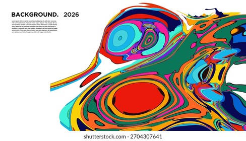 Farbenfrohe psychedelische Flüssigkeit Vektor Banner - Trippy abstrakter bunter Hintergrund 2026