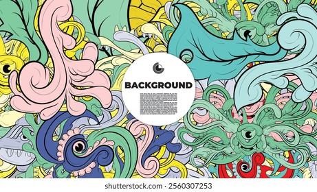 colorful psychedelic illustration for any design such as background, music festival, book cover, summer flayer, homepage, landing page.