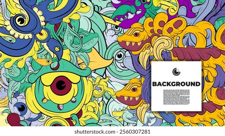 colorful psychedelic illustration for any design such as background, music festival, book cover, summer flayer, homepage, landing page.