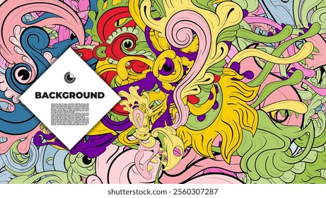 colorful psychedelic illustration for any design such as background, music festival, book cover, summer flayer, homepage, landing page.