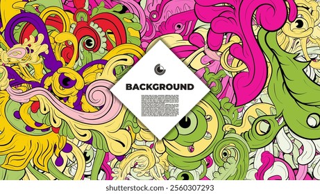 colorful psychedelic illustration for any design such as background, music festival, book cover, summer flayer, homepage, landing page.