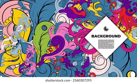 colorful psychedelic illustration for any design such as background, music festival, book cover, summer flayer, homepage, landing page.