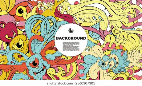 colorful psychedelic illustration for any design such as background, music festival, book cover, summer flayer, homepage, landing page.