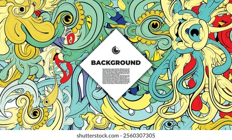 colorful psychedelic illustration for any design such as background, music festival, book cover, summer flayer, homepage, landing page.